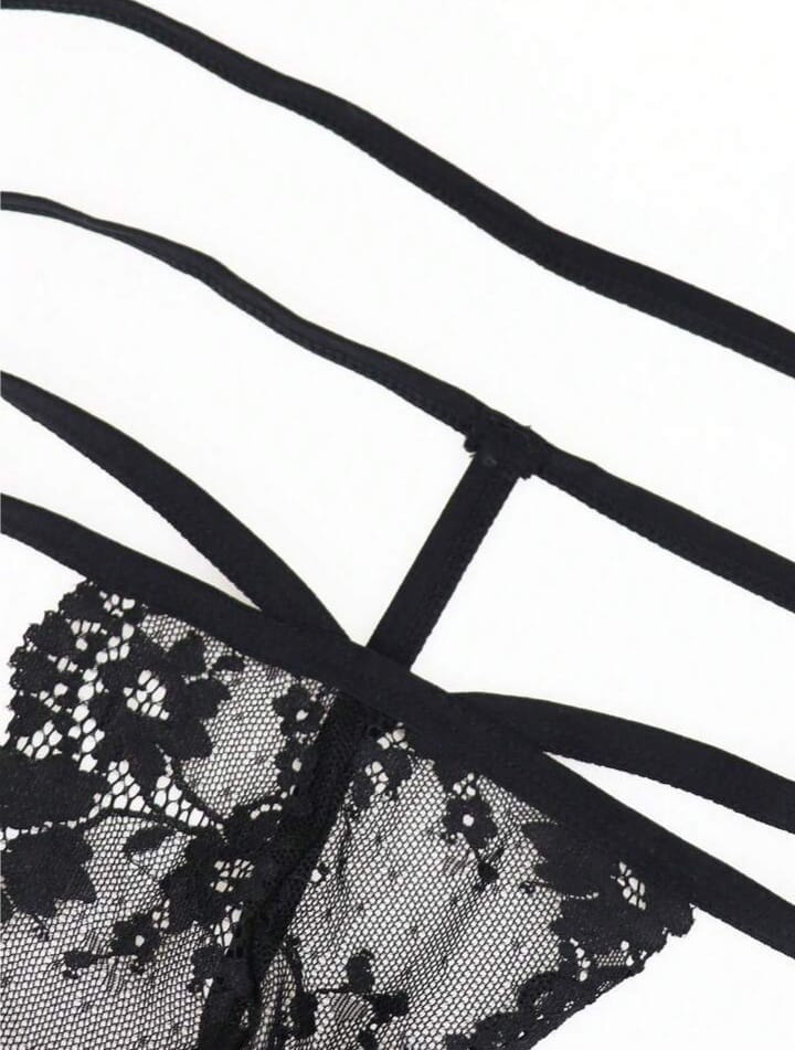 Midnight Lace Cross-Strap Thong
